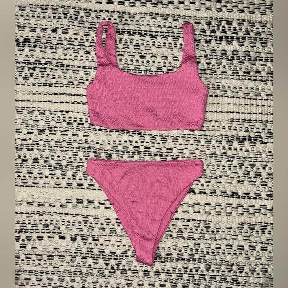 🆕 2/$75 NWT Naked Wardrobe | 2 Piece Smocked Bikini | Pink | Size Large - Picture 2 of 12